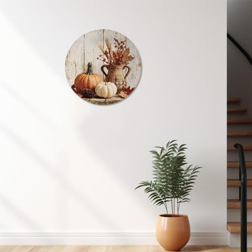 Fall Pumpkins Wall Decor Plates - 10 Inch Thanksgiving Harvest Design - PE-6