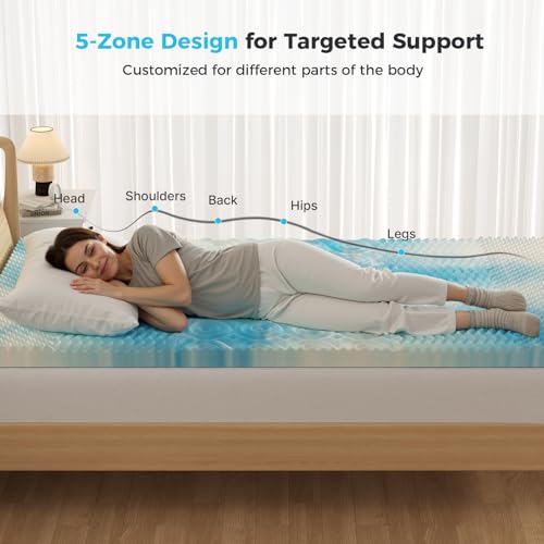 DUMOS 2-Inch King Cooling Gel Memory Foam Mattress Topper Blue