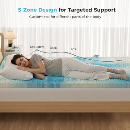 DUMOS 2-Inch King Cooling Gel Memory Foam Mattress Topper Blue