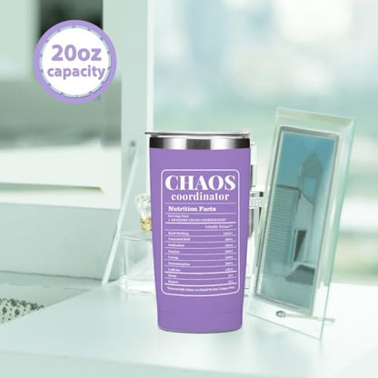 Purple Chaos Coordinator Tumbler with Thank You Gifts - Stainless Steel Insulated Mug