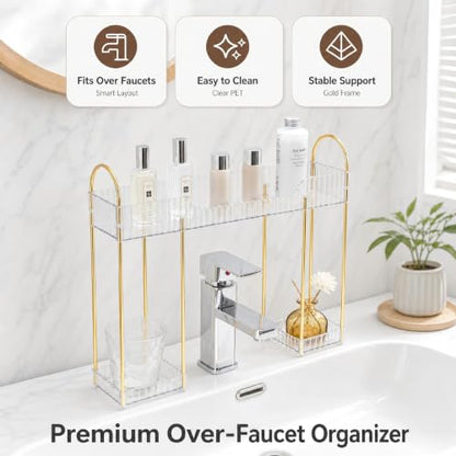 Bathroom Countertop Organizer Rack 2-Tier Vanity Storage Shelf Amber