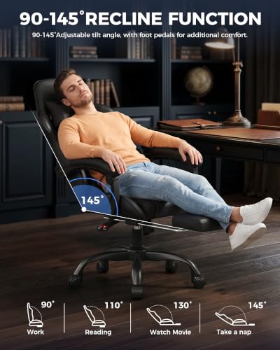 Gaming Chair with Footrest and Reclining Backrest - Onyx Black