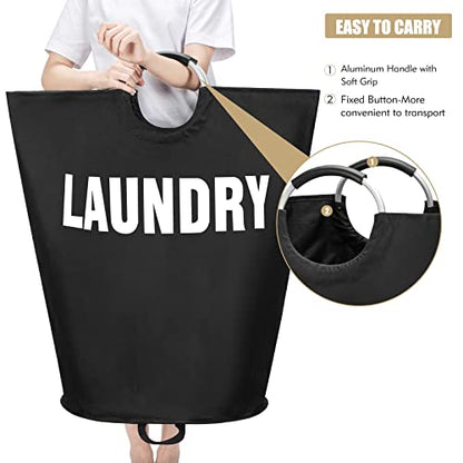 Maxsilan 90L Large Laundry Basket, Freestanding Tall Clothes Hamper, Collapsible Laundry Bag, Beige