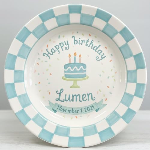 Personalized Ceramic Birthday Plate for Boy - Multi 5 - Custom Keepsake Gift for Milestones