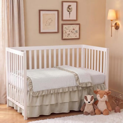 3-Piece Baby Crib Bedding Set with Ruffle Comforter and Fitted Sheet