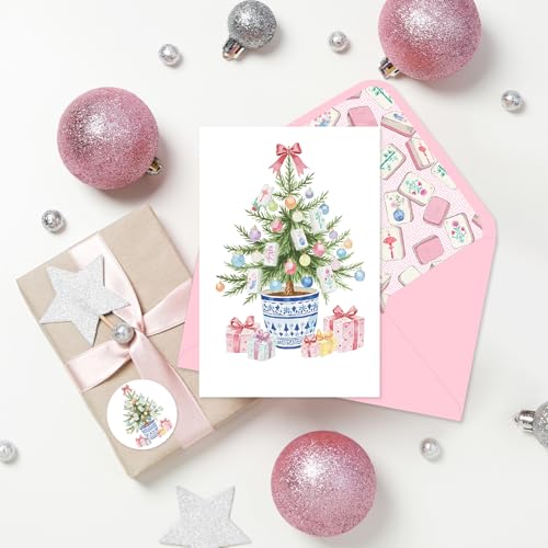Christmas Greeting Cards with Envelopes and Stickers - 24 Pack 4x6 Inch