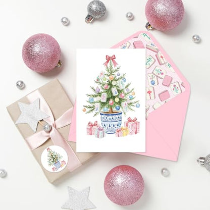 Christmas Greeting Cards with Envelopes and Stickers - 24 Pack 4x6 Inch