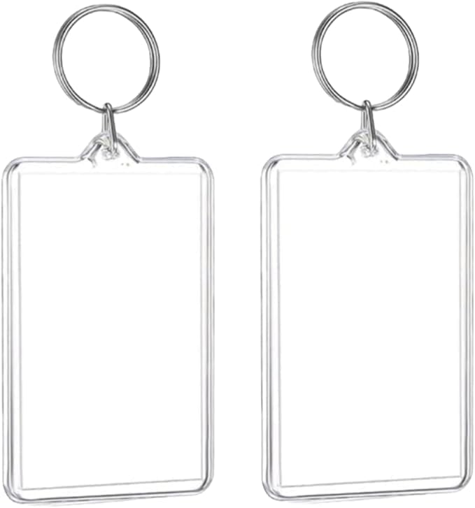 2pcs Clear Plastic Photo Frame Keychain - Rectangle Shapes for Photos & Accessories