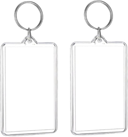 2pcs Clear Plastic Photo Frame Keychain - Rectangle Shapes for Photos & Accessories