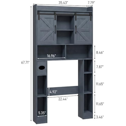 Vabches Over The Toilet Cabinet with Sliding Doors - Blue