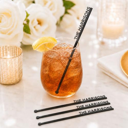Personalized Acrylic Cocktail Stirrers with Monogram for Weddings & Events