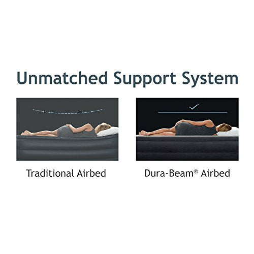 Intex 64417E Comfort Plush Elevated Dura-Beam Airbed with Built-in Electric Pump, Bed Height 22", Queen