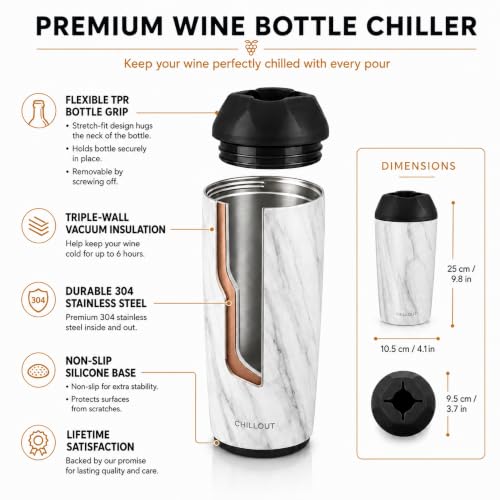 Wine Bottle Chiller Stainless Steel Cooler - Black Finish