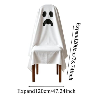 Halloween Ghost & Pumpkin Chair Covers Set - 4 Pieces, Festive Seat Wraps (Variation of Ghost)