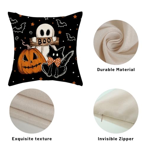 Halloween Pumpkin & Ghost Throw Pillow Covers 18x18 Inch 2 Pack - Autumn Home Decor