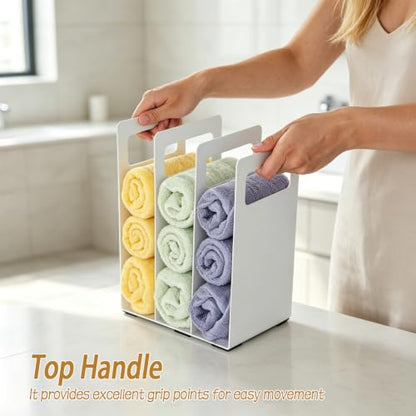Interlocking Metal Towel Organizer Set - Adjustable Bathroom Shelf Rack, 4-Pack