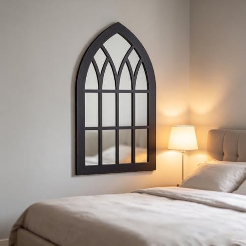 Gothic Arch Faux Window Frame Panel for Wall Decor Black - Medieval Style