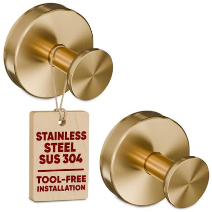 Gold Suction Cup Hooks for Shower or Kitchen - Holds 11 Lbs - 2 Pack - Variation of THIS listing