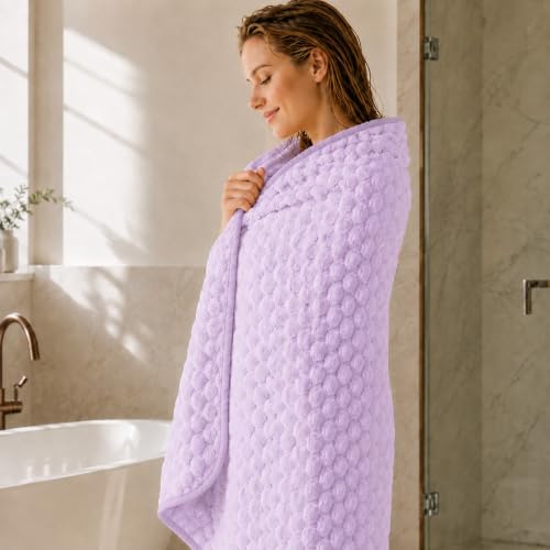 Purple Bath Towel Set of 4 - Ultra Soft 35 x 66 Inches, Hotel Quality