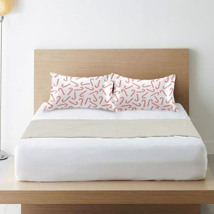 Christmas Satin Pillowcase for Hair & Skin - Red Candy Canes, Standard 20x26 Inches