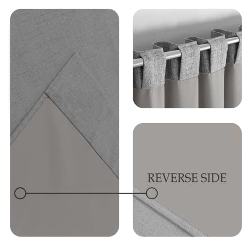 Grey PFAS Free Blackout Curtain Set 52x84 Inches - 2 Panels for Bedroom & Living Room
