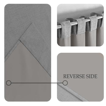 Grey PFAS Free Blackout Curtain Set 52x84 Inches - 2 Panels for Bedroom & Living Room