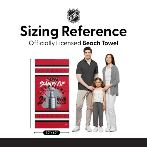 NHL Carolina Hurricanes 2026 Stanley Cup Champions Beach Towel 30 x 60 in - Officially Licensed