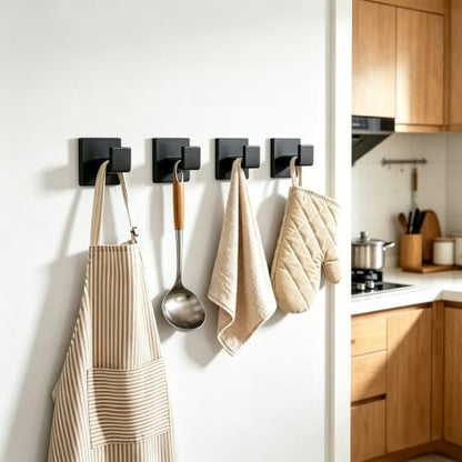 Matte Black 2-Piece Towel Hook Set Bathroom Robe Hooks Stainless Steel