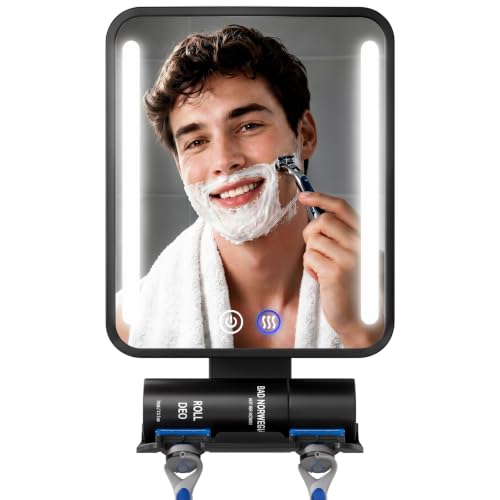 Fogless Shower Mirror for Shaving with Light - Black