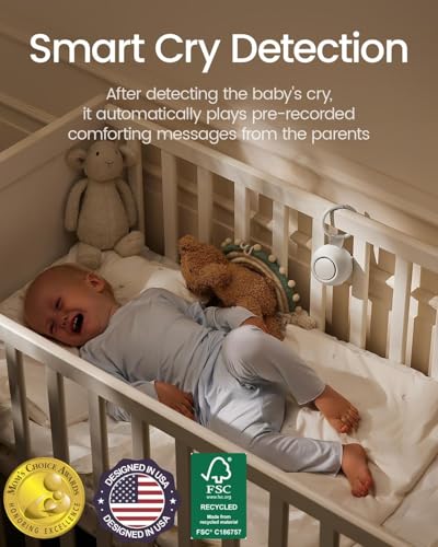 CHICWAY Portable Sound Machine with AI Cry Detection and White Noise - Putty Gray
