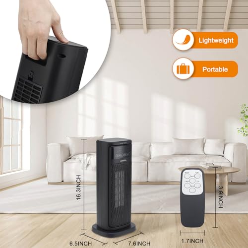1500W Electric Space Heater with Remote Control, Fast Heating Oscillating Ceramic Heater