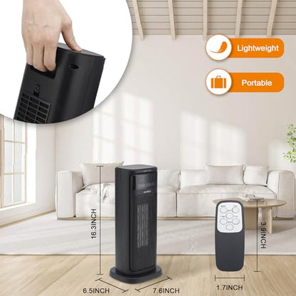 1500W Electric Space Heater with Remote Control, Fast Heating Oscillating Ceramic Heater