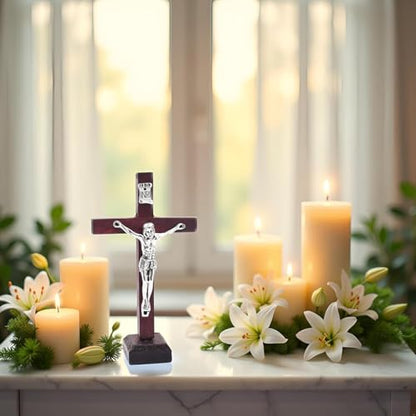 2-Pack Wooden Cross Crucifix Wall and Table Decor Religious Christian Ornaments