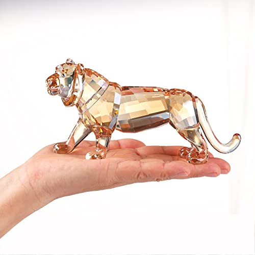 Pink Crystal Tiger Figurine Animal Collectible Home Decor Ornament Gift
