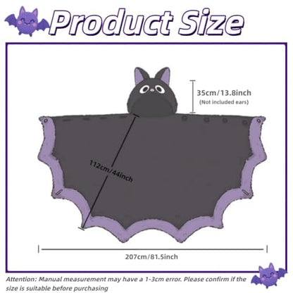Women Halloween Bat Hoodie Costume with Wings - Soft Bat Blanket Snugie Wearable
