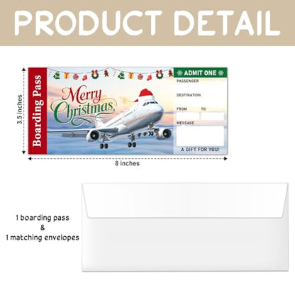 Christmas Boarding Pass Gift Card Set - Surprise Travel Reveal for Holiday Gifts
