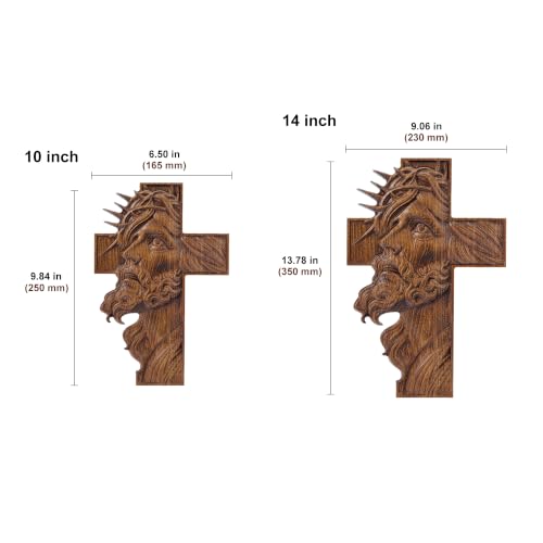 13.78in Catholic Jesus Tears Wooden Crucifix Wall Cross Faith Gift - Handcrafted