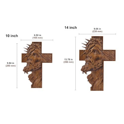 13.78in Catholic Jesus Tears Wooden Crucifix Wall Cross Faith Gift - Handcrafted