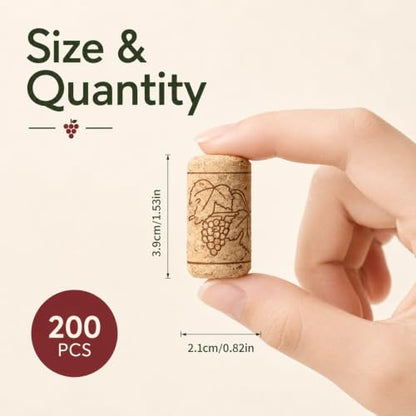 200 Pack Natural Corks for Wine Bottles 7/8" x 1 3/4" Bulk Craft Corks