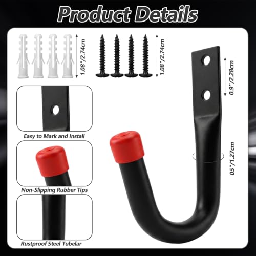 Heavy Duty Garage Hooks 3.5-Inch Wall Hooks for Bikes & Ladders, 100lb Capacity, 24 Pack