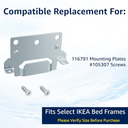 Bed Frame Mounting Plates Brackets with Screws for IKEA - Steel Hardware Kit