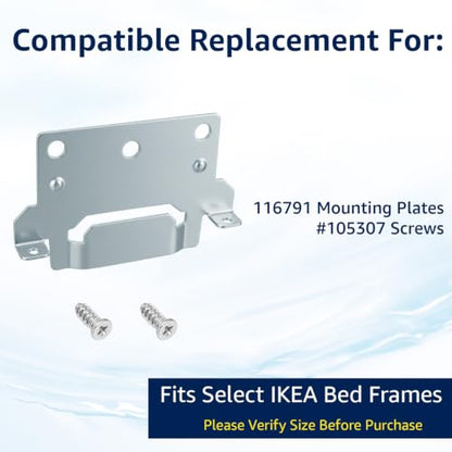 Bed Frame Mounting Plates Brackets with Screws for IKEA - Steel Hardware Kit