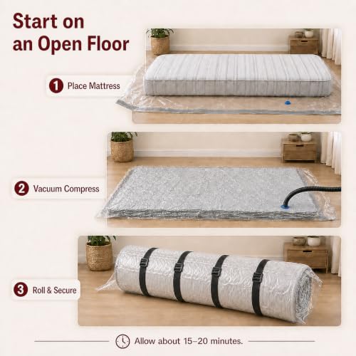King/Cal King Mattress Vacuum Bag with Straps for Moving & Storage