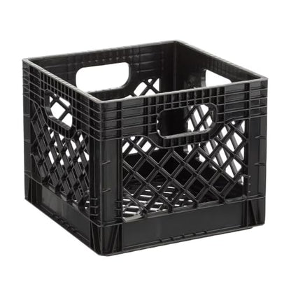 Heavy-Duty Plastic Storage Crate 16QT Stackable Indoor Outdoor Organization