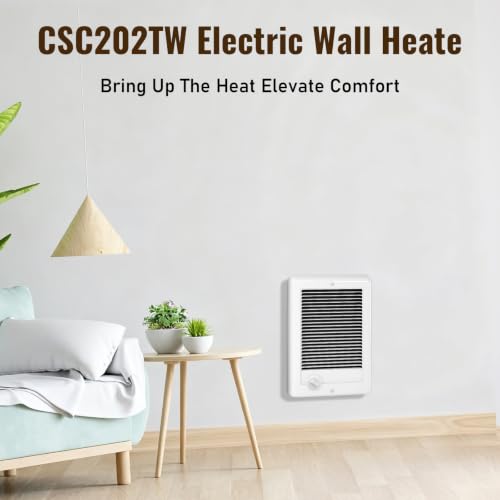 Electric Wall Heater with Thermostat - Complete Unit, White