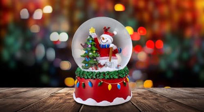 Snowman with Cardinals Holiday Snow Globe - Christmas Decor, 5.5 Inches