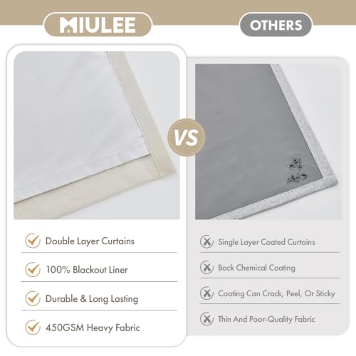 90 Inch Blackout Linen Curtains - Natural, 2 Panels, Pinch Pleat, Room Darkening