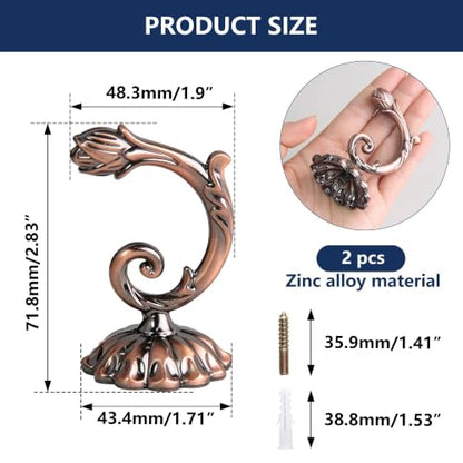 Heavy-Duty Copper Zinc Alloy Curtain Holdbacks 7.5cm Set of 2