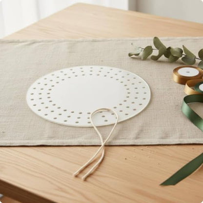 Acrylic Holiday Wreath Base with Perforated Flat Hoop for Decorative Crafts White