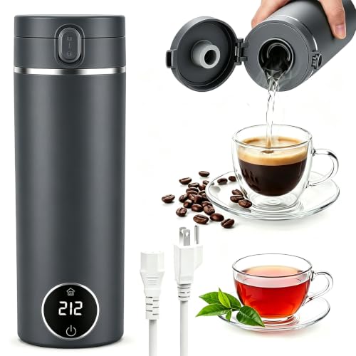 Portable Electric Travel Kettle 6 Temp Settings 304 Stainless Steel 450ml Grey